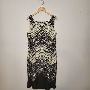 Talbots Pure Silk Square Neckline Knee Length Sleeveless Dress Black Size 10